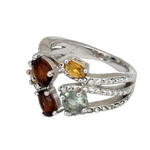 Nataliya V Collister Silver Tone Ladies Women's Ring Cluster Cocktail Size 6.5